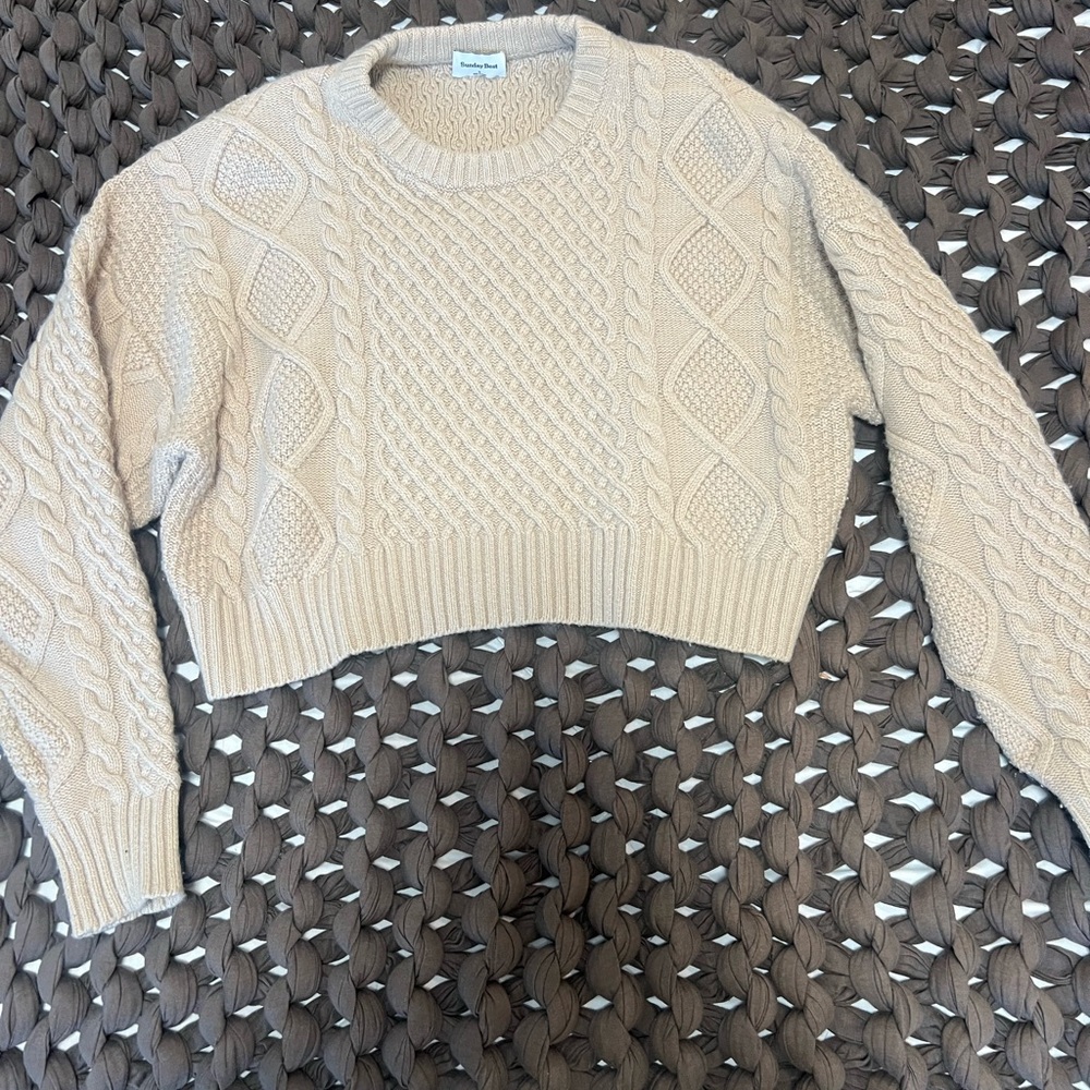 Sunday Best Beige Cable Knit Sweater